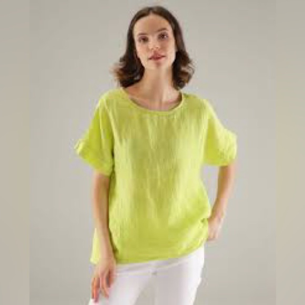 Tahari 100% Linen Boxy Relaxed Fit Tunic Top